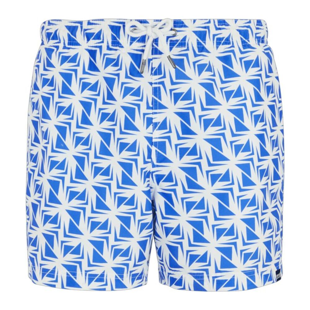 Regatta Mens Loras Geometric Swim Shorts / White/Sonic Blue